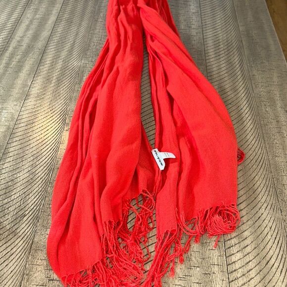 Red Orange Fringe Viscose Wrap Scarf 🧣 Made in India o - Picture 17 of 17
